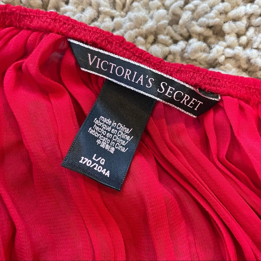 Victoria's Secret Red Lace Babydoll Lingerie Nightie Panty Set Size Large